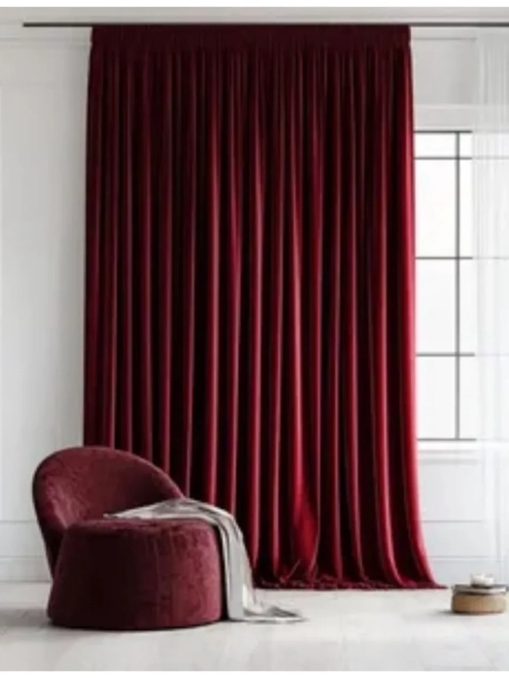 Restoration Hardware Heavyweight Blackout Velvet Curtain Panel Burgundy 50