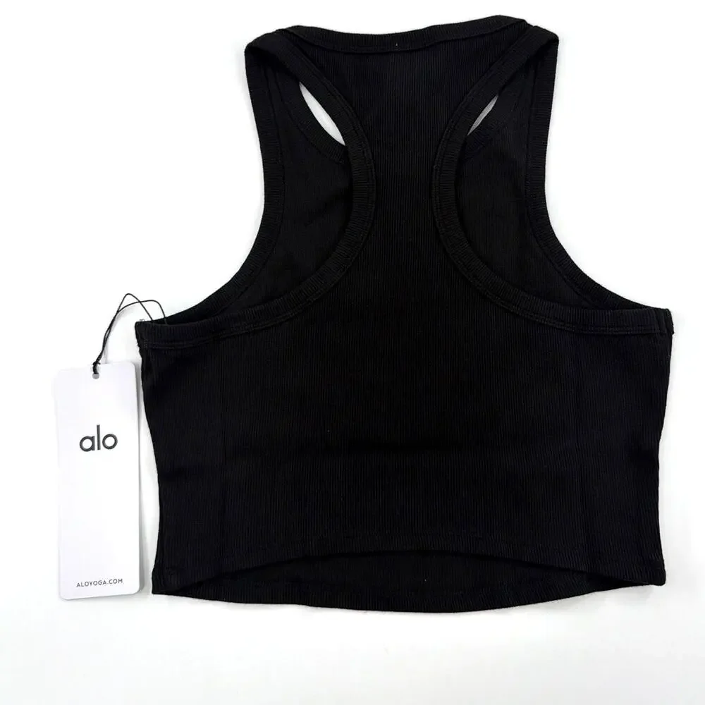 Alo Yoga Black White Aspire Tank Top Size S