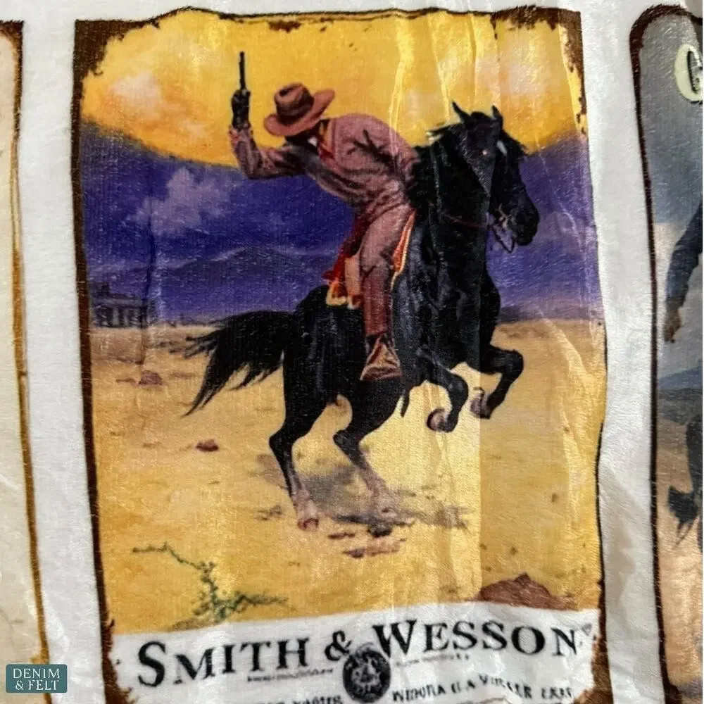 Lucky & Blessed Western Cowboy Poster Sherpa Throw‎ Blanket Vintage Rustic NEW