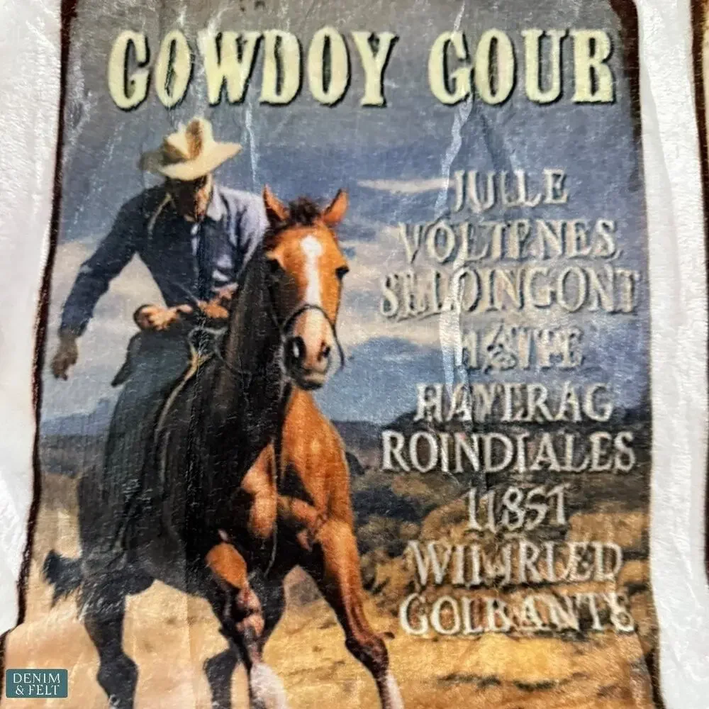 Lucky & Blessed Western Cowboy Poster Sherpa Throw‎ Blanket Vintage Rustic NEW