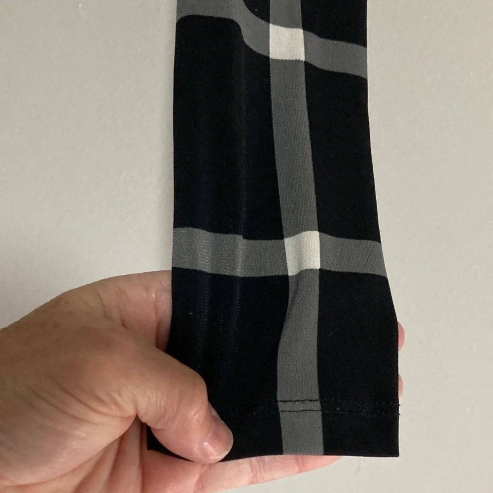Michael Kors Black and Gray Plaid Long Sleeve Dress