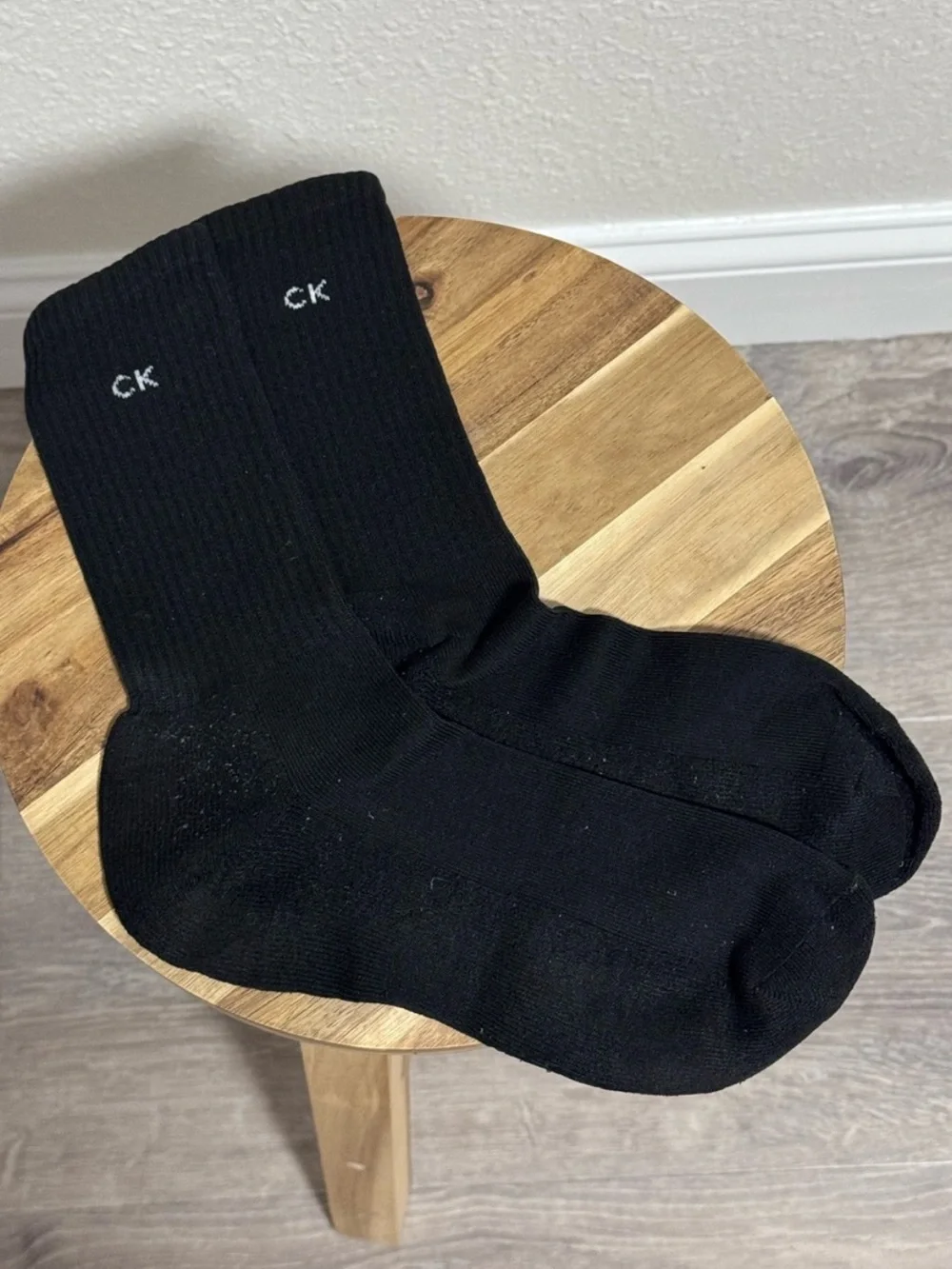 Calvin Klein Black Crew Socks Unisex CK Logo Soft Cotton Blend OSFM