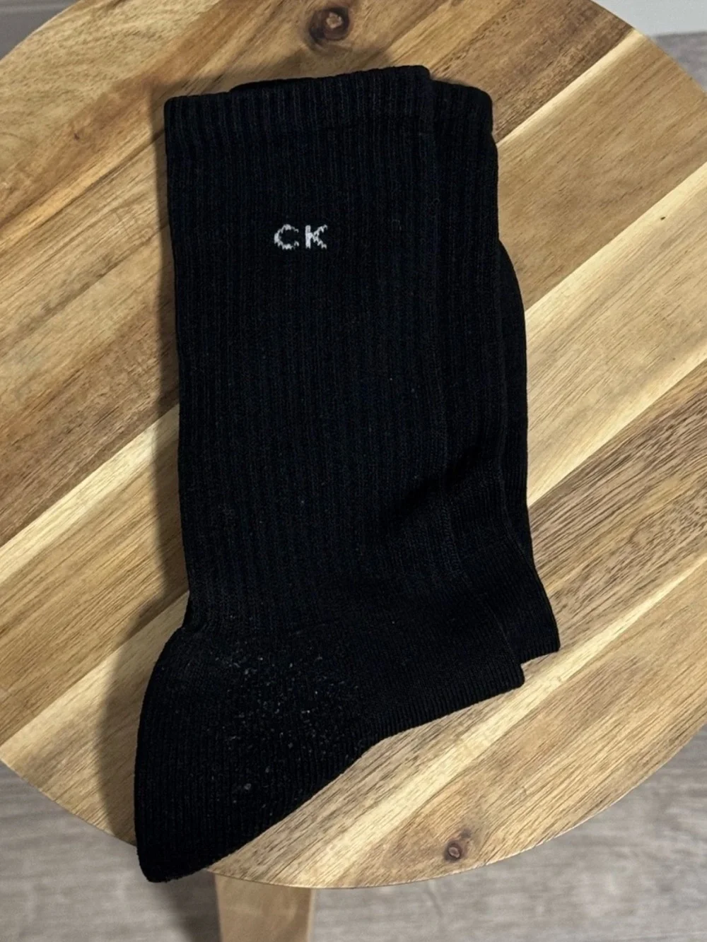 Calvin Klein Black Crew Socks Unisex CK Logo Soft Cotton Blend OSFM