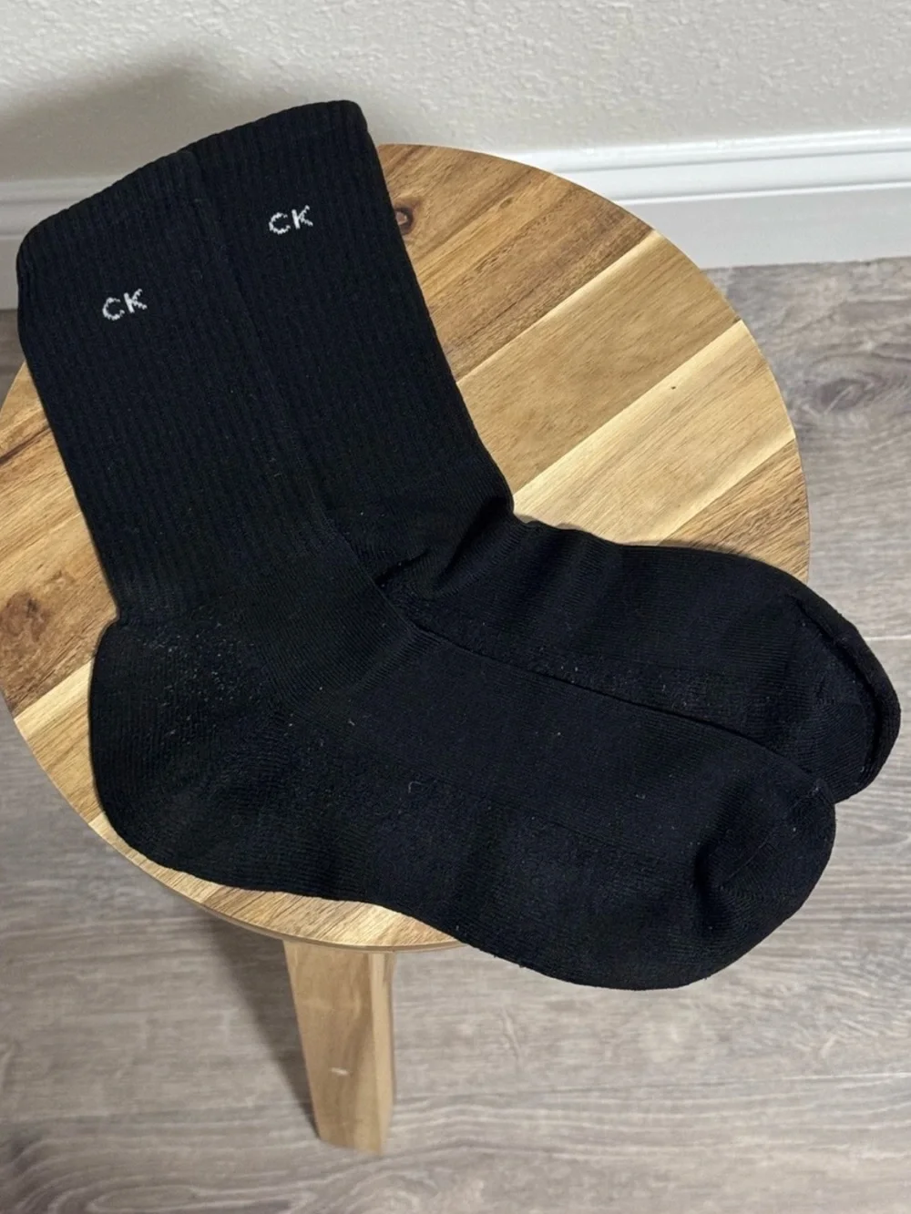 Calvin Klein Black Crew Socks Unisex CK Logo Soft Cotton Blend OSFM