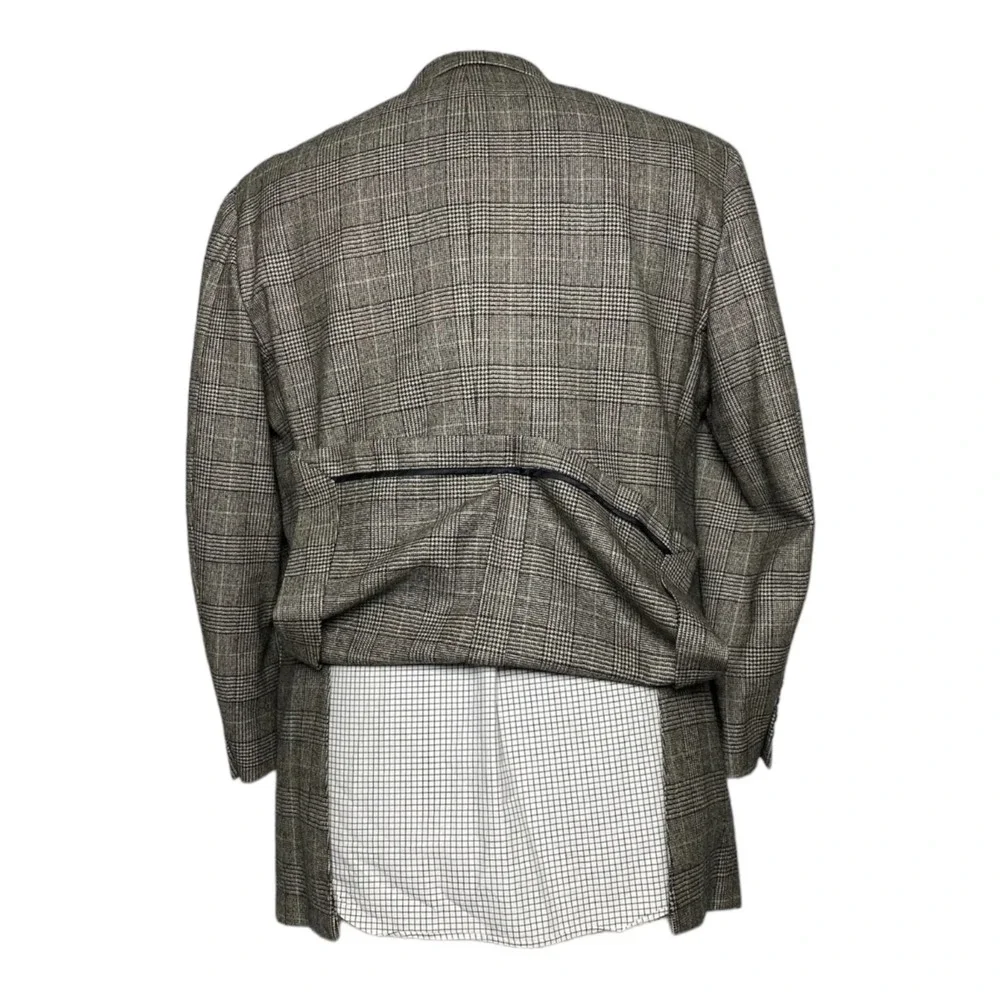 Samuelsohn Mens‎ Black & Tan Check Houndstooth Zealander Tweed Wool Blazer 42R