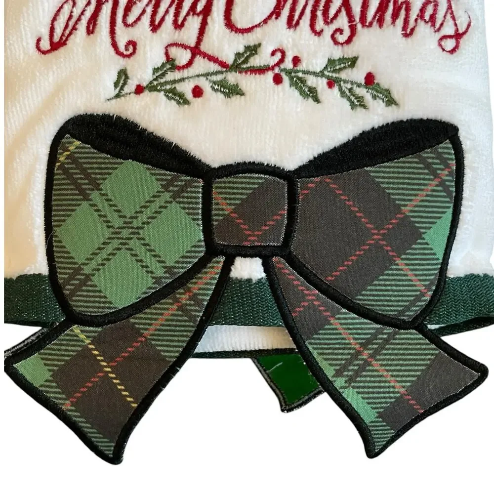 Rachel Zoe CHRISTMAS Plaid Bow Hand Towels Set of 2 Holiday Tartan New