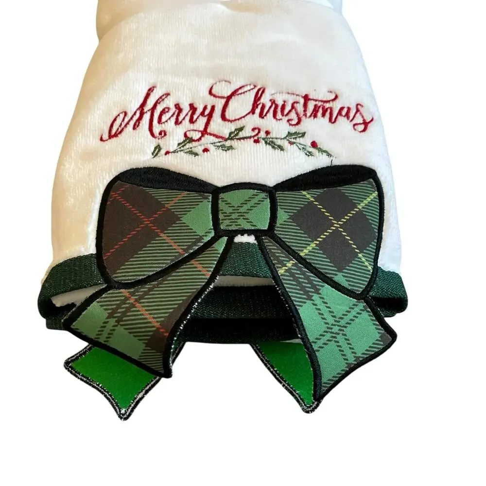 Rachel Zoe CHRISTMAS Plaid Bow Hand Towels Set of 2 Holiday Tartan New