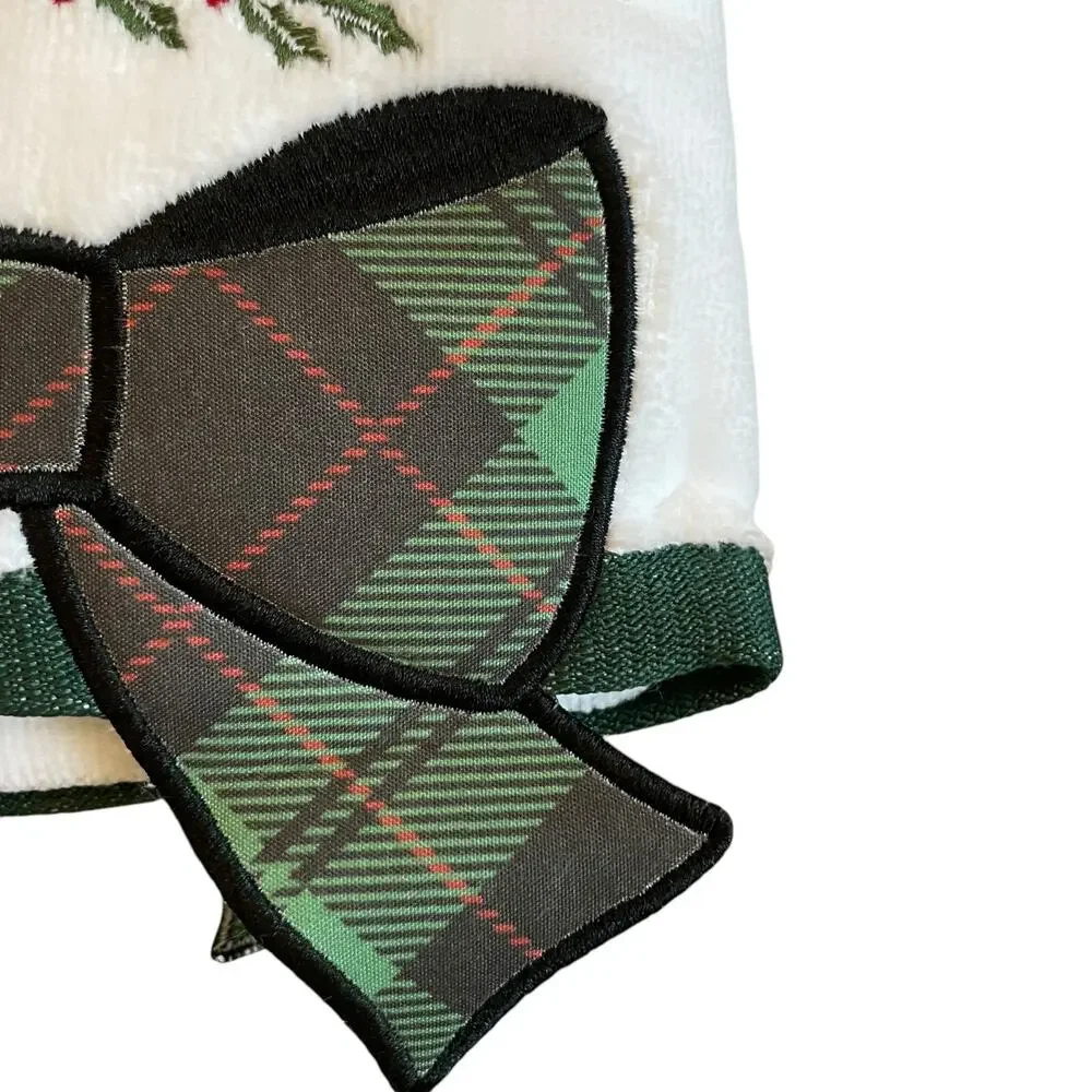Rachel Zoe CHRISTMAS Plaid Bow Hand Towels Set of 2 Holiday Tartan New