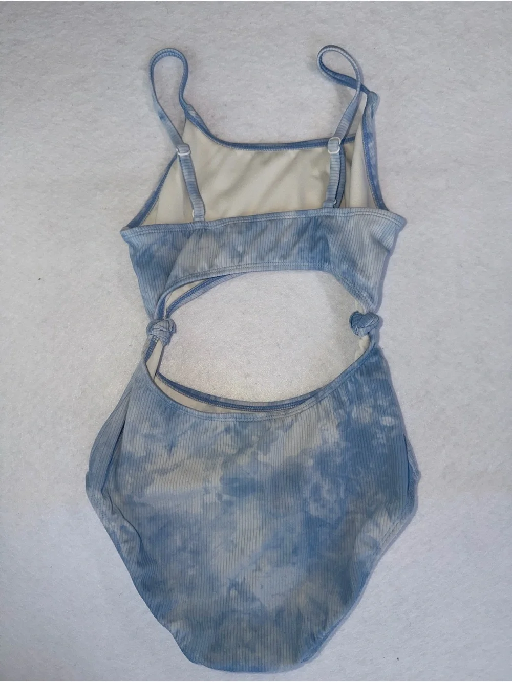 Targets Art Class Light Blue Tie-Dye Cutout Ribbed Bodysuit