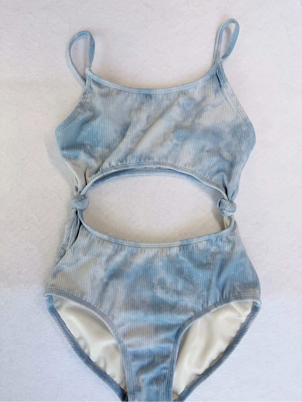 Targets Art Class Light Blue Tie-Dye Cutout Ribbed Bodysuit