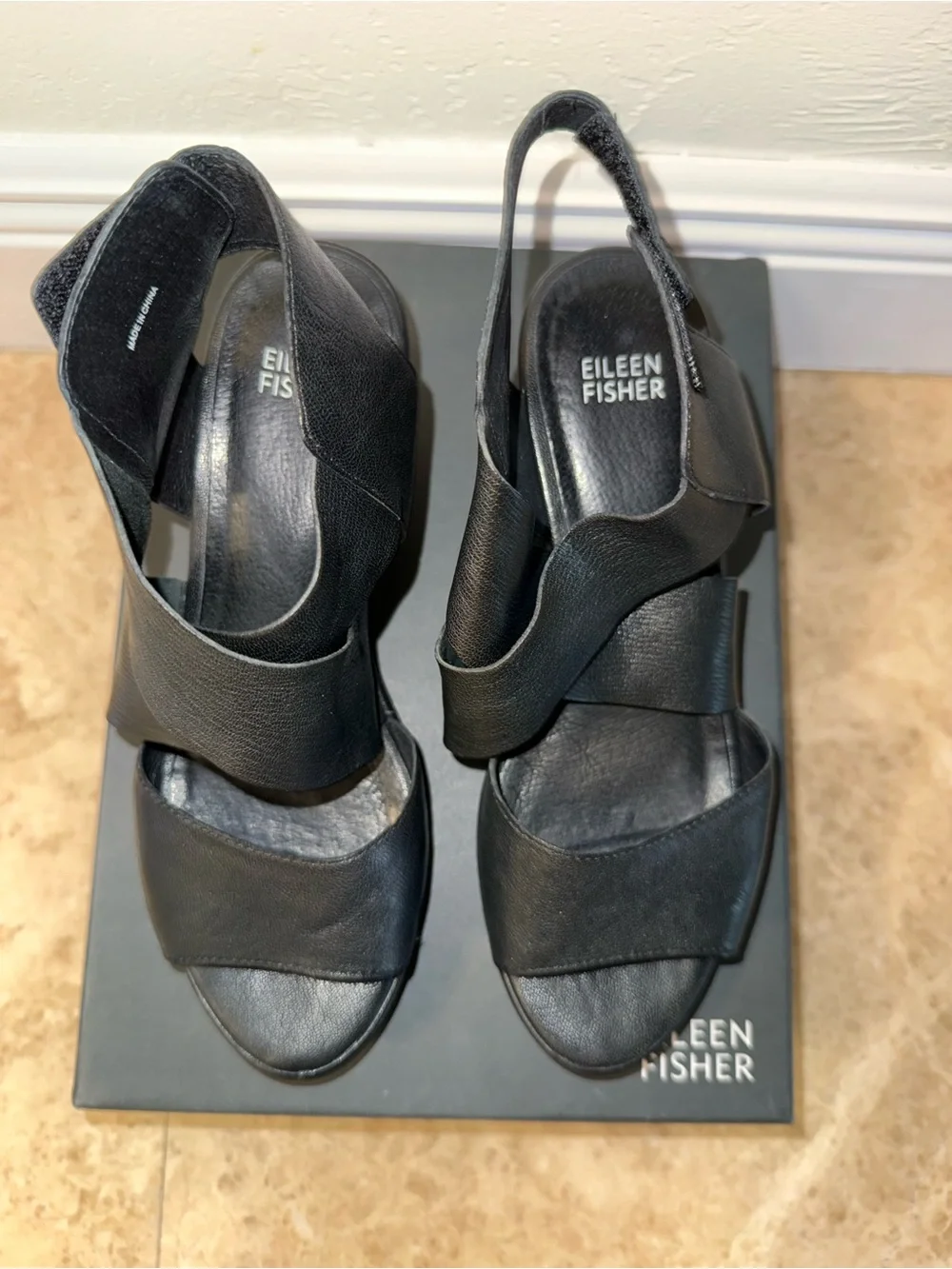 Eileen Fisher crossover leather