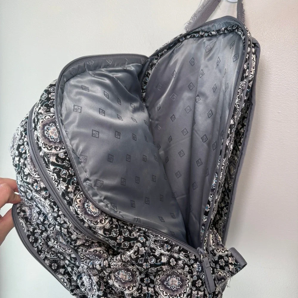 Vera Bradley Charcoal Medallion Paisley Print Campus Backpack Quilted Cotton