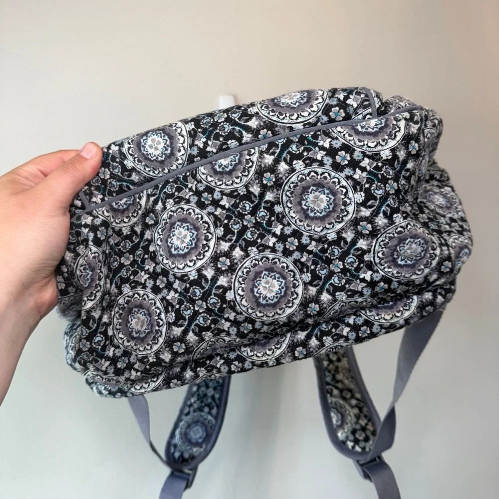 Vera Bradley Charcoal Medallion Paisley Print Campus Backpack Quilted Cotton