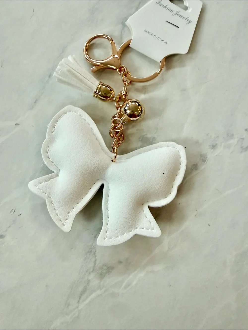 ✨ NWT Rhinestone Bling Baseball Bow Keychain & Bag Charm with tassel ✨