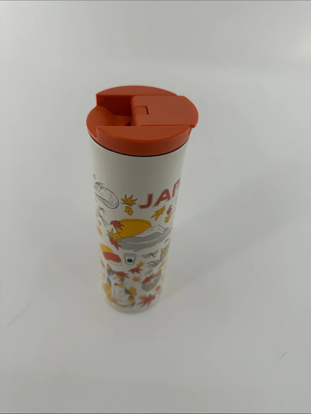 Starbucks Japan Travel Tumbler in White and Orange
