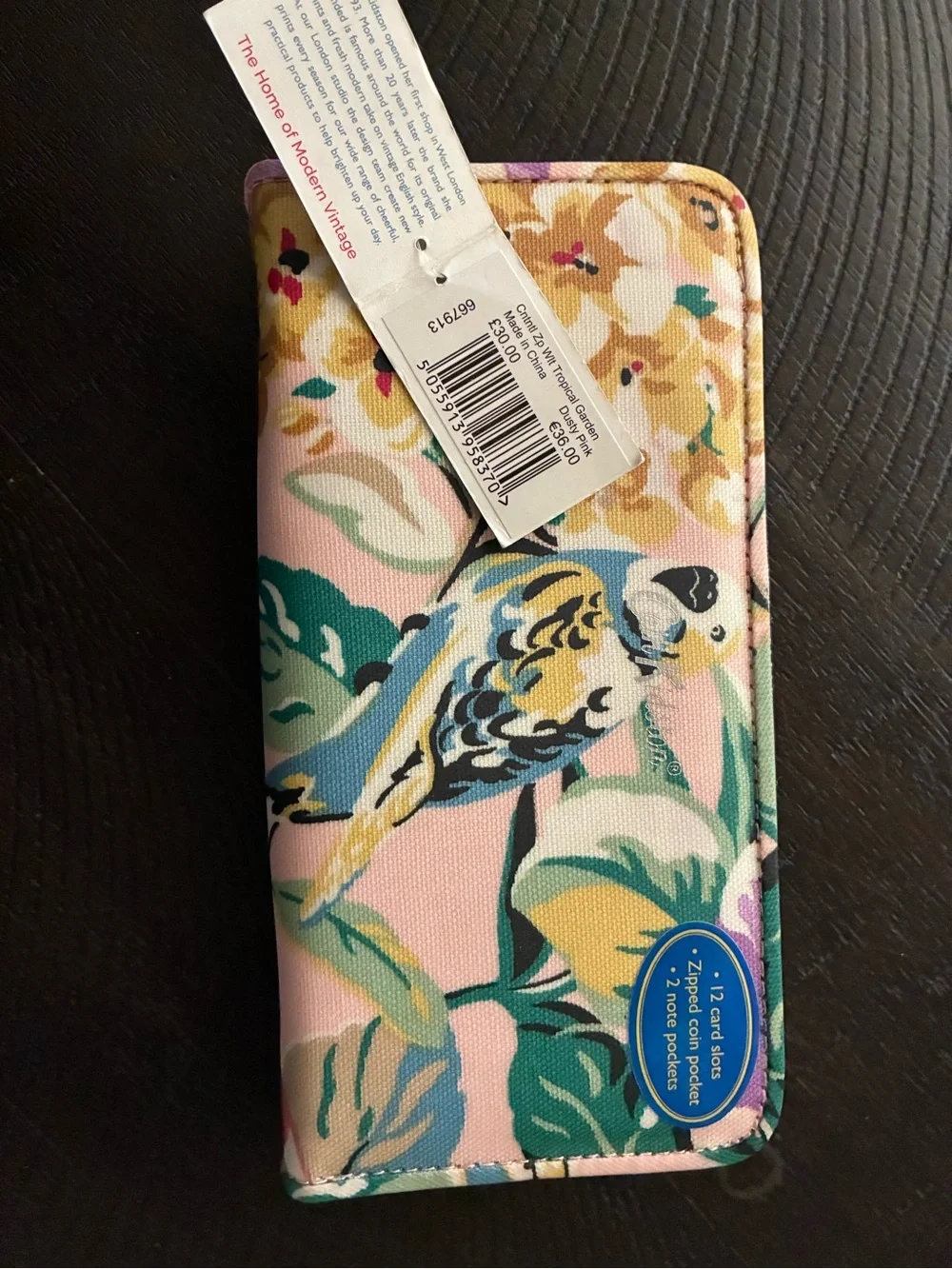 Cath Kidston Floral Parakeet Zip Wallet in Pink, Yellow, Blue & Green