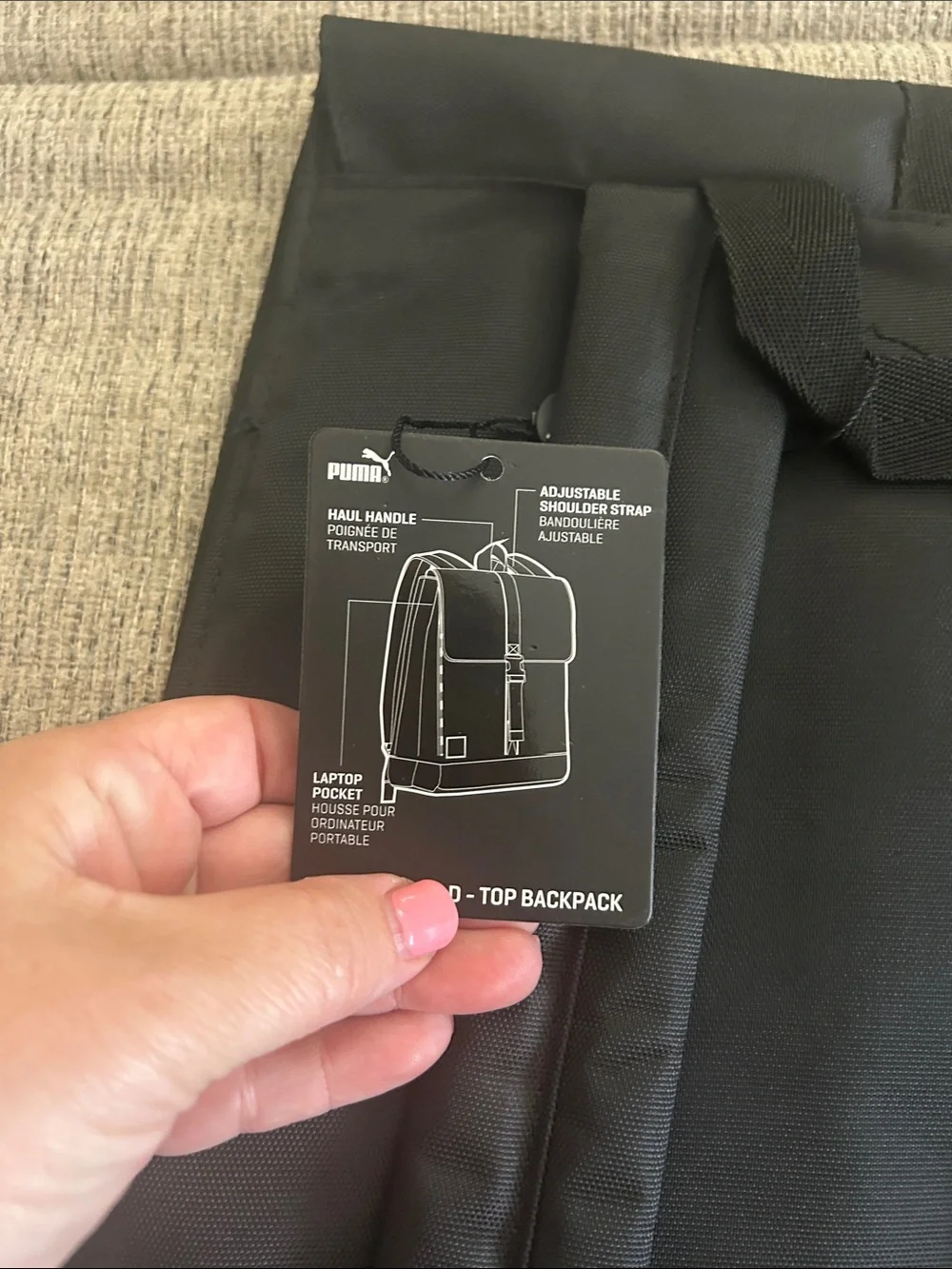 NWT Puma Black Backpack with Iridescent Rainbow Trim