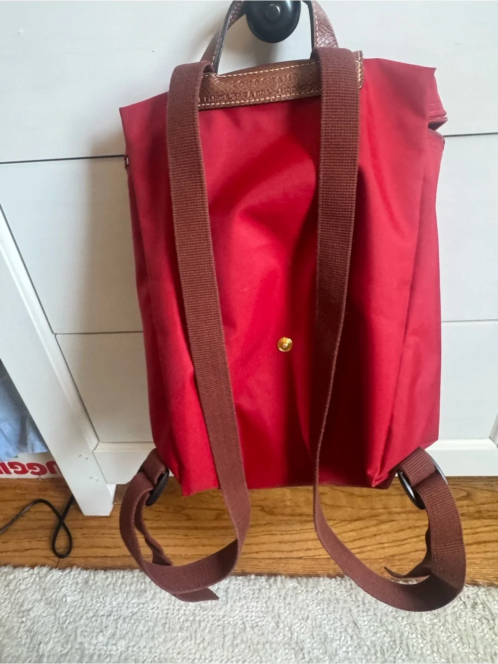 Longchamp Backpack with Brown Leather Flap - Classic Women's Bag