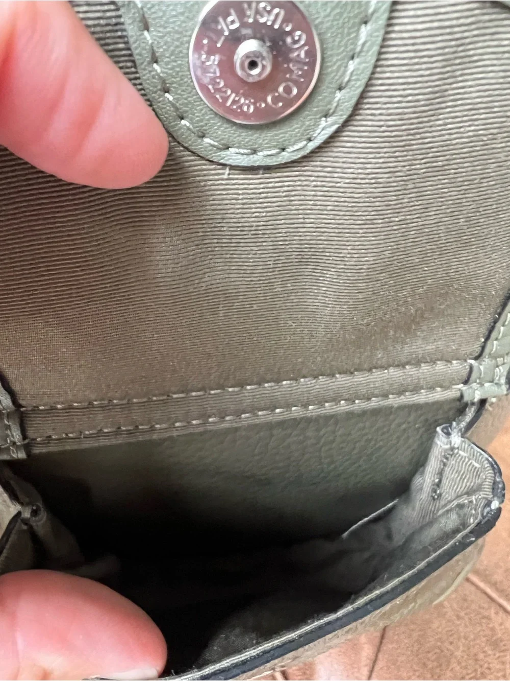 Coach Olive Green Pebbled Leather Backpack with Front Pockets Style 6145