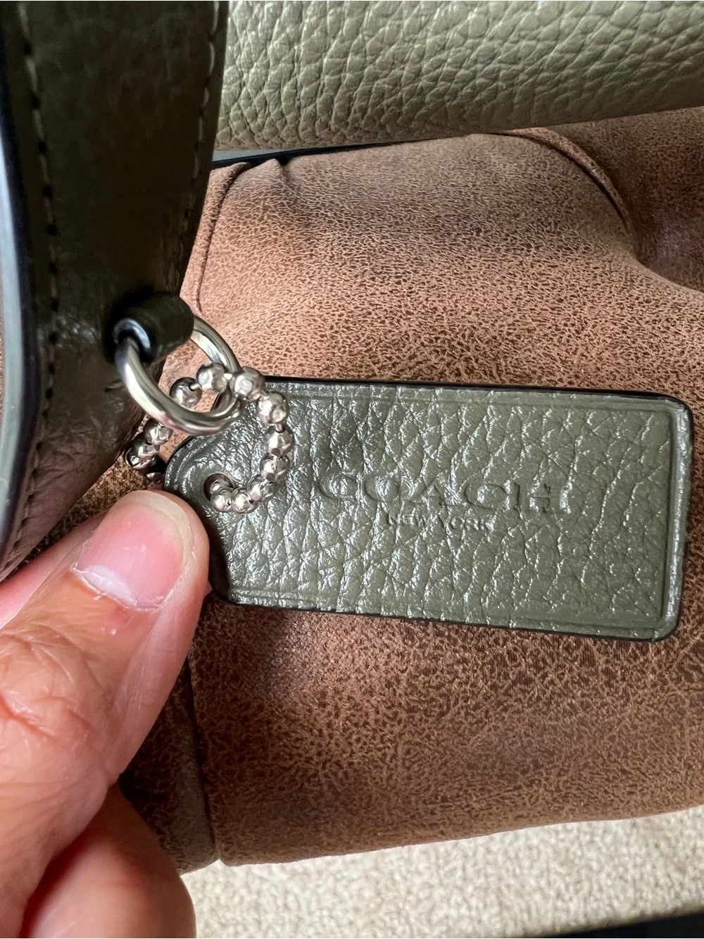 Coach Olive Green Pebbled Leather Backpack with Front Pockets Style 6145
