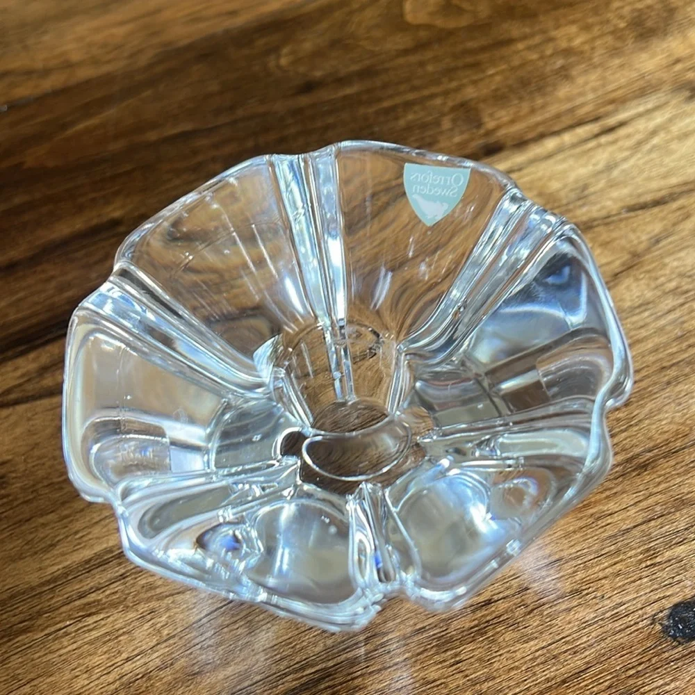 Orrefors Sweden Vintage New no Box Crystal Orion Single Taper Candle Holder MCM
