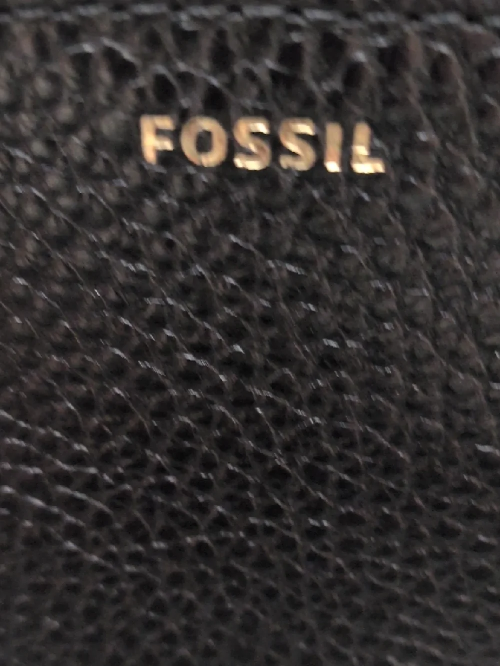 Fossil Black Tara Pebbled Leather Zip Pouch with Pink Tassel