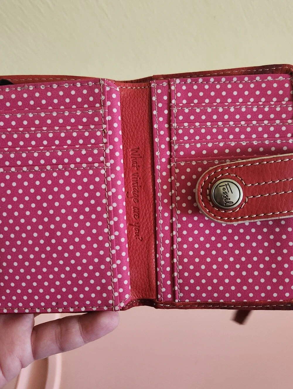 Fossil Red, Pink & Orange Heart-Print Leather Wallet
