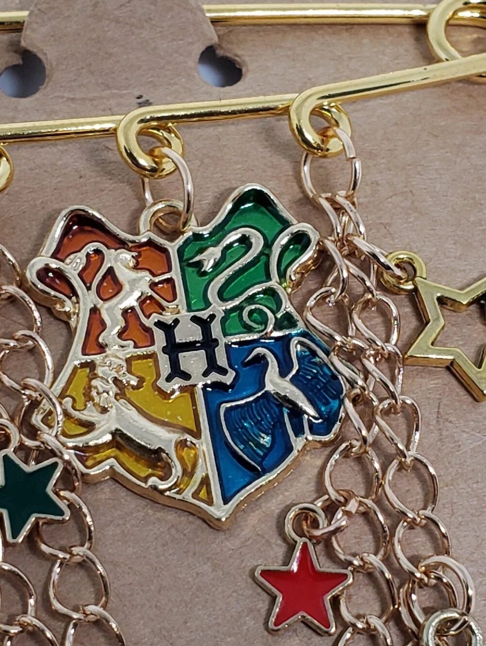 Handmade Harry Potter Hogwarts Crest safety pin Brooch