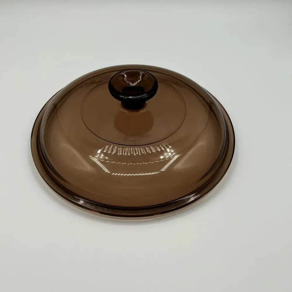 PYREX Corning Ware Visions Vtg Amber Round Glass Lid V-2.5-C