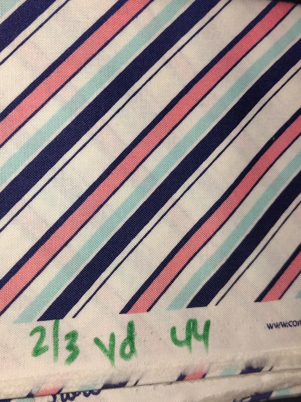 Striped Cotton Fabric Panel in Navy, Pink, and Light Blue