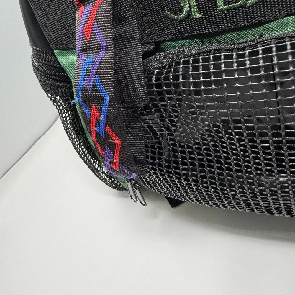 Vintage Speedo Large green Backpack Book Bag Swim Bag Sports 1990s Tribal Straps