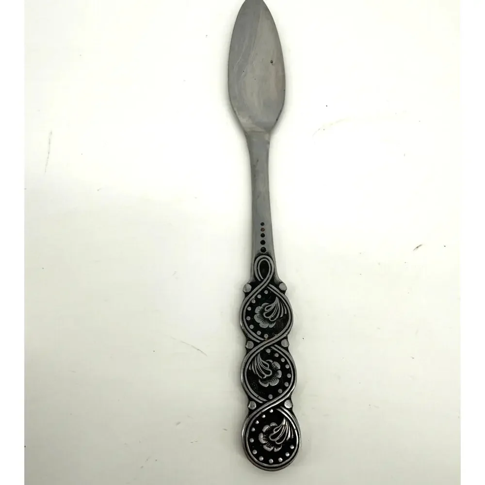 Vintage National Japan Cake Knife Ornate Floral Witchy Dark Academia Serving