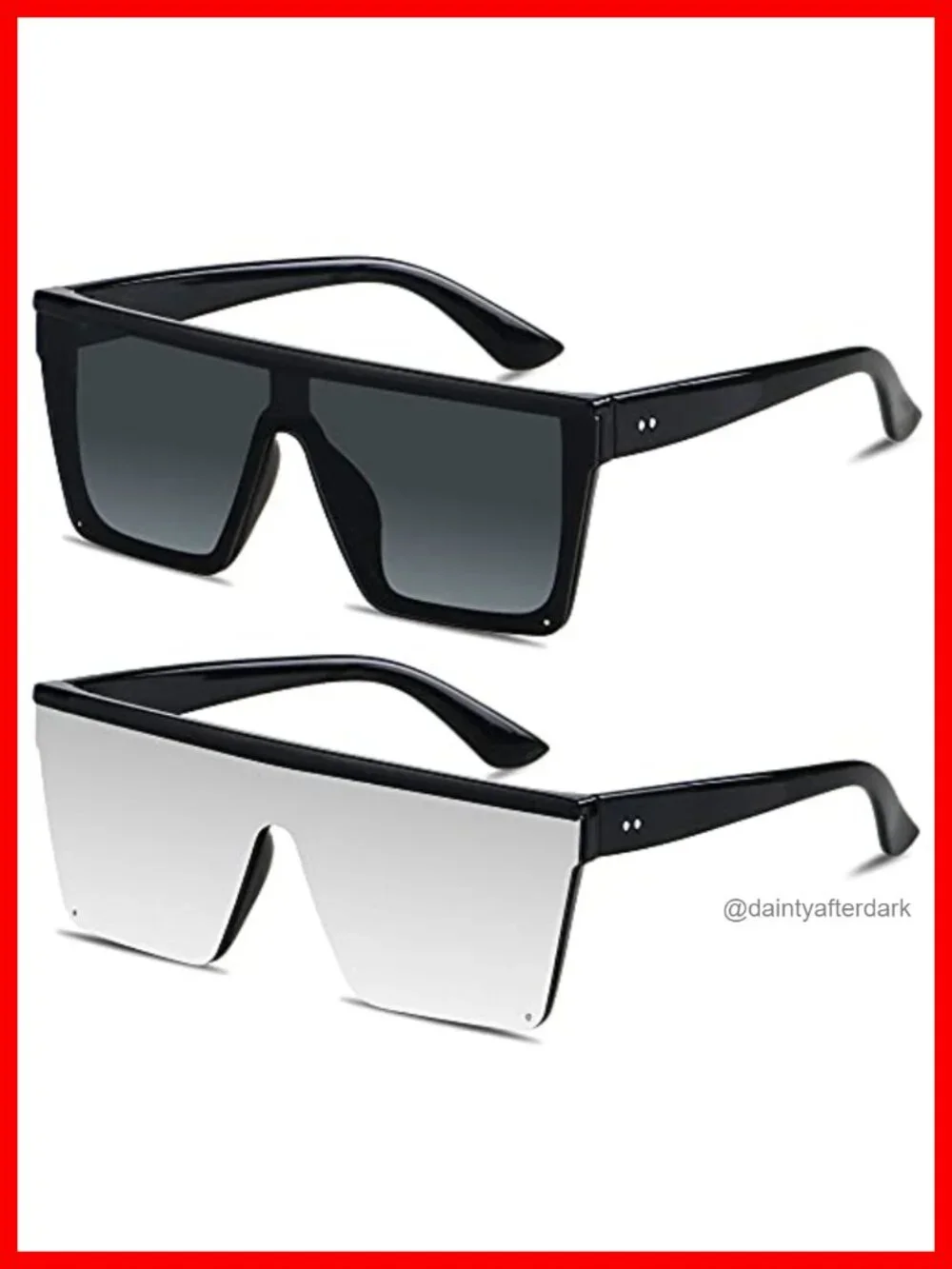 Oversized Square Flat Top Shield Sunglasses UV Protection Rimless Shades