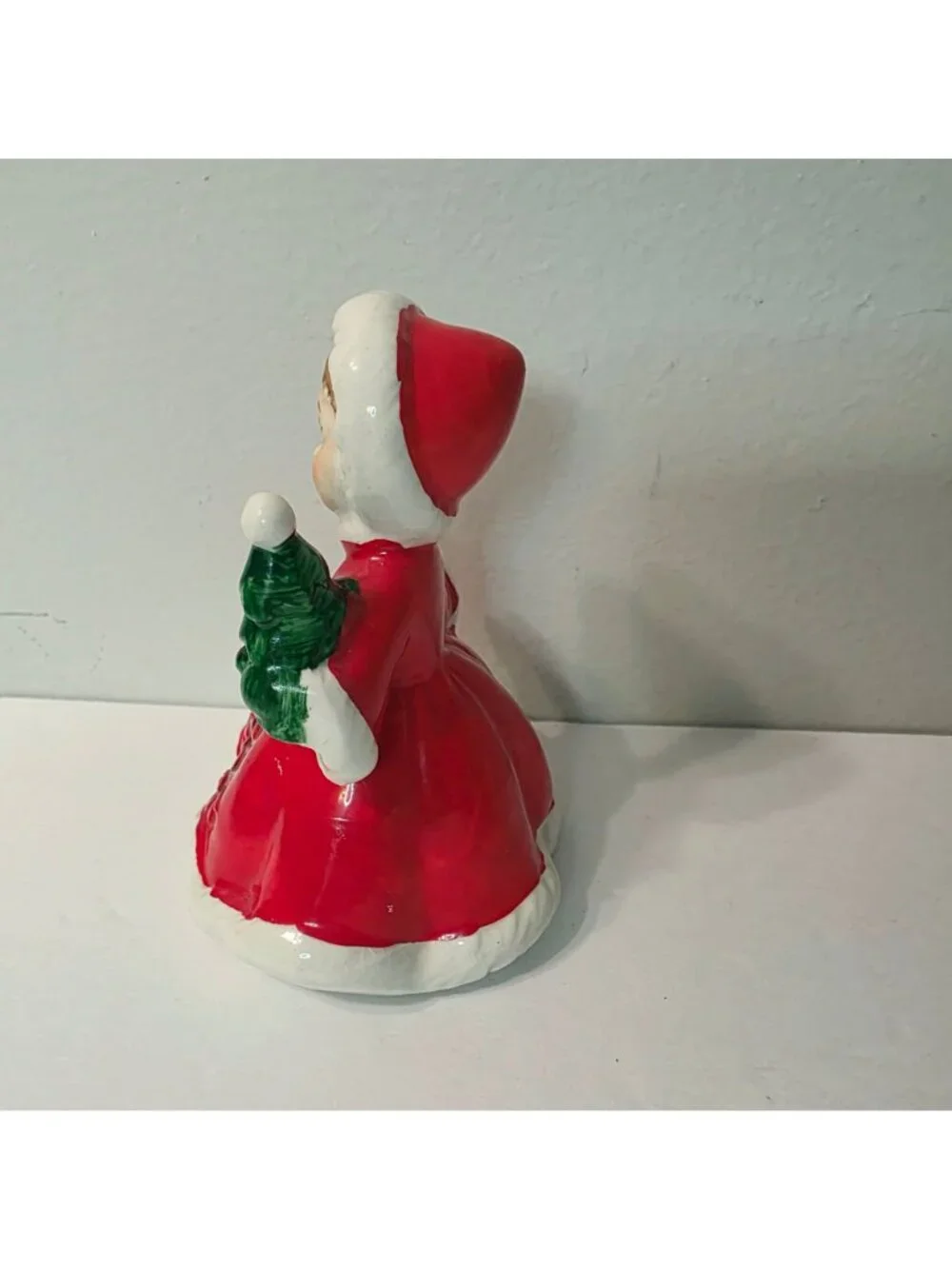 Vtg Lefton Made in Japan 6604 Christmas Tree Poinsettia Red Dress Girl Figurine