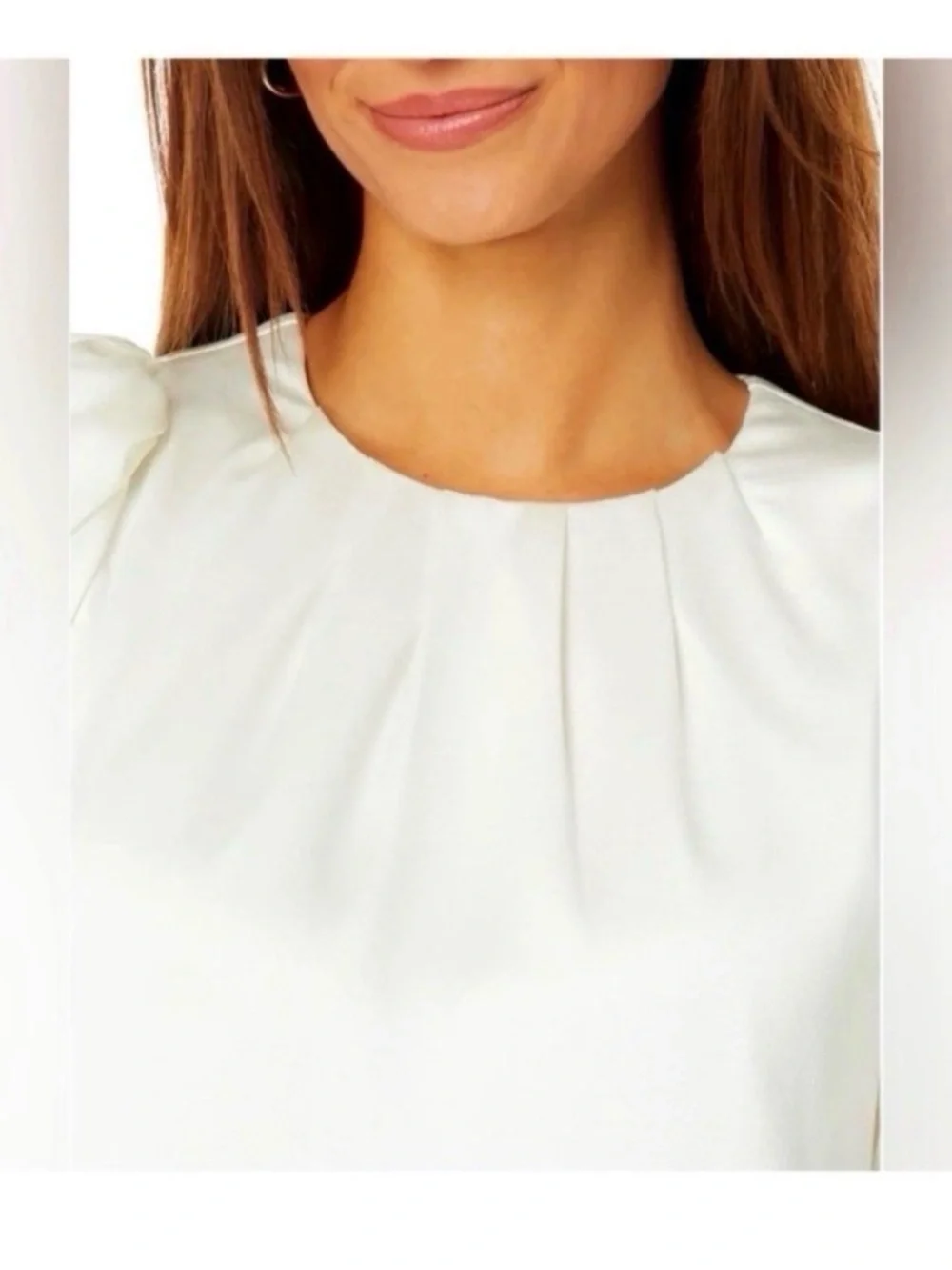 LILLY PULITZER Ivory Silky Satin Peplum Blouse Size 14
