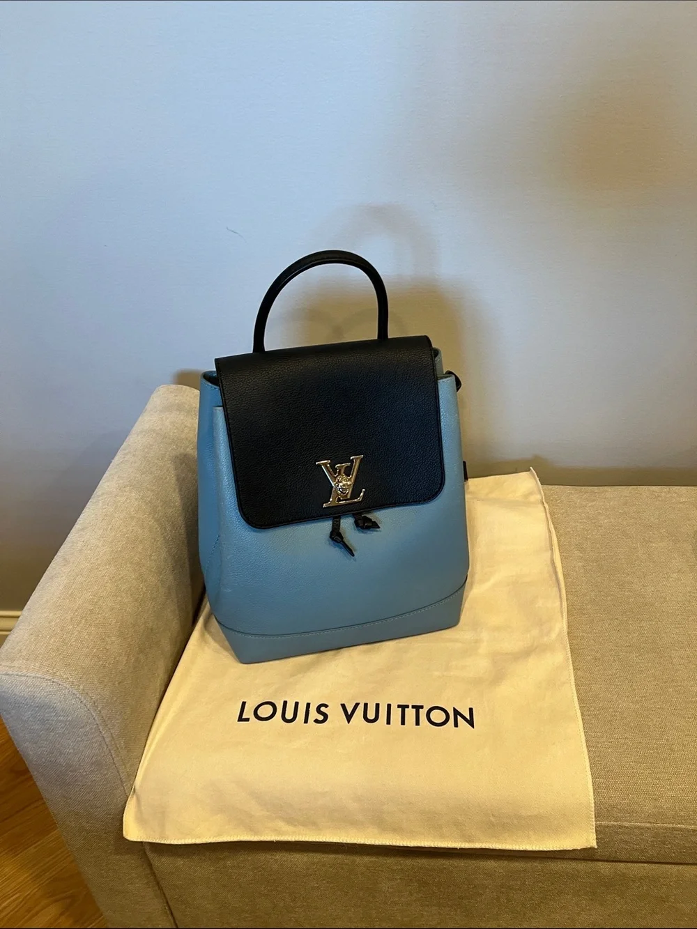 Louis Vuitton Black and Blue Leather Top-Handle Backpack