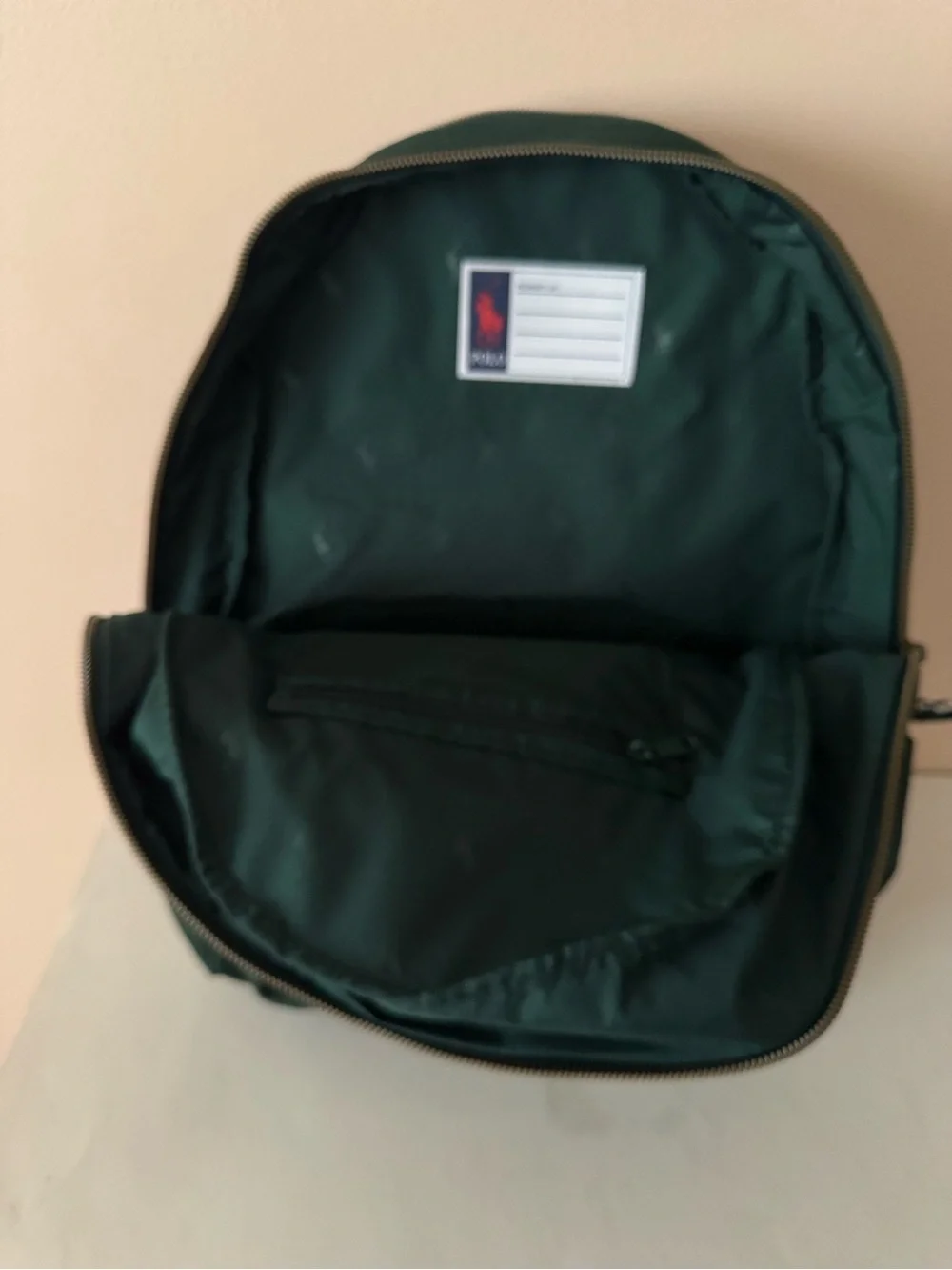 Polo Ralph Lauren Embroidered Bear & Dog Forest Green Backpack. New