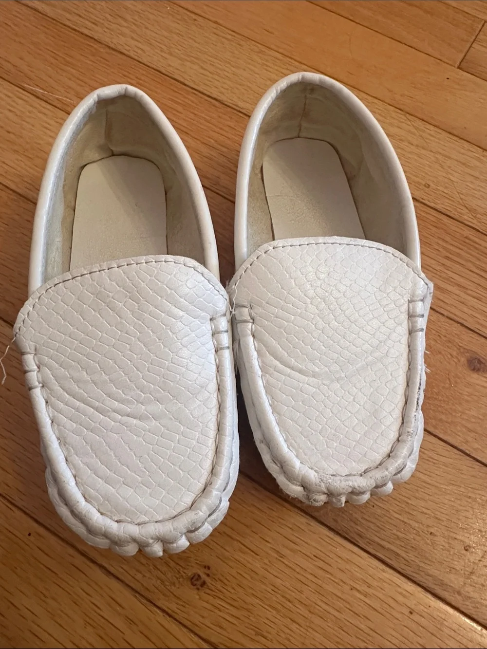 Kids White Moccasin Slip-On Shoes