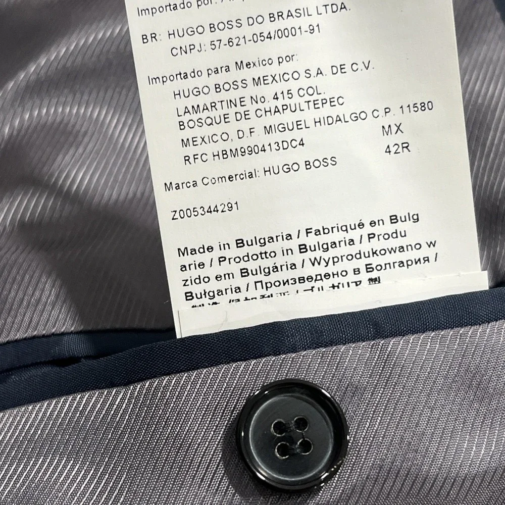 BOSS Hugo Boss Men's Tesse Biella Wool Gray Plaid Blazer Sport Coat Jacket 42R