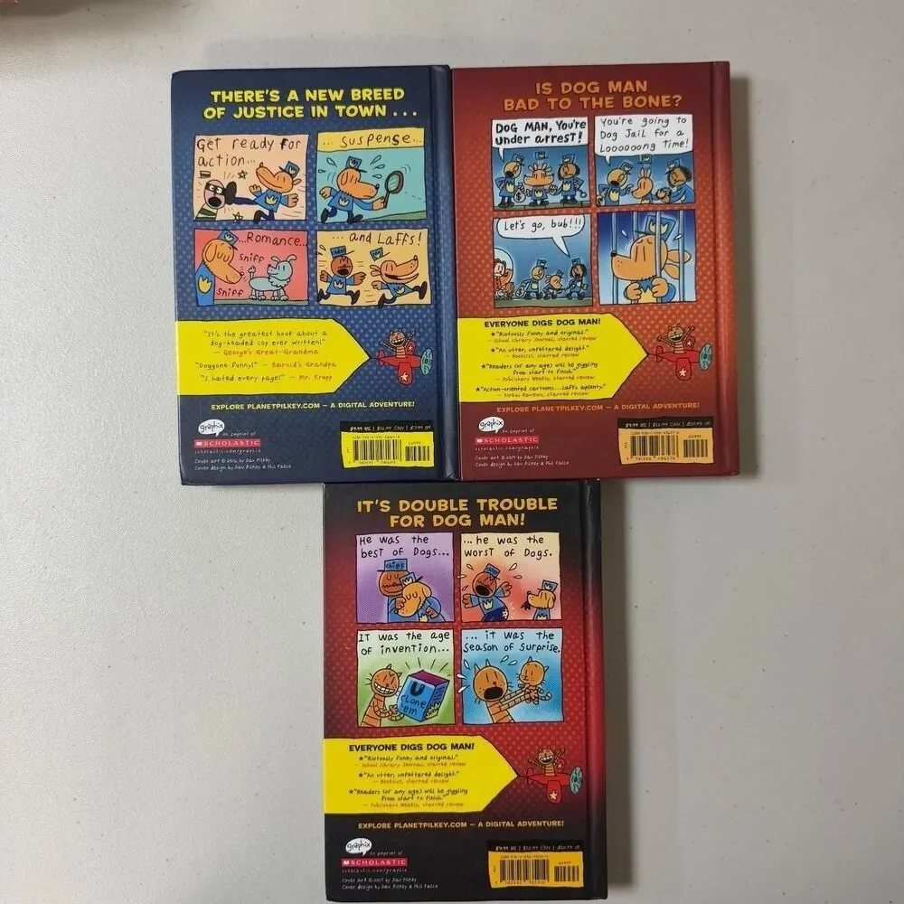 Dog Man Books Dav Pilkey Hardcover 3 Set Comic Graphic Novel Funny Illustrated