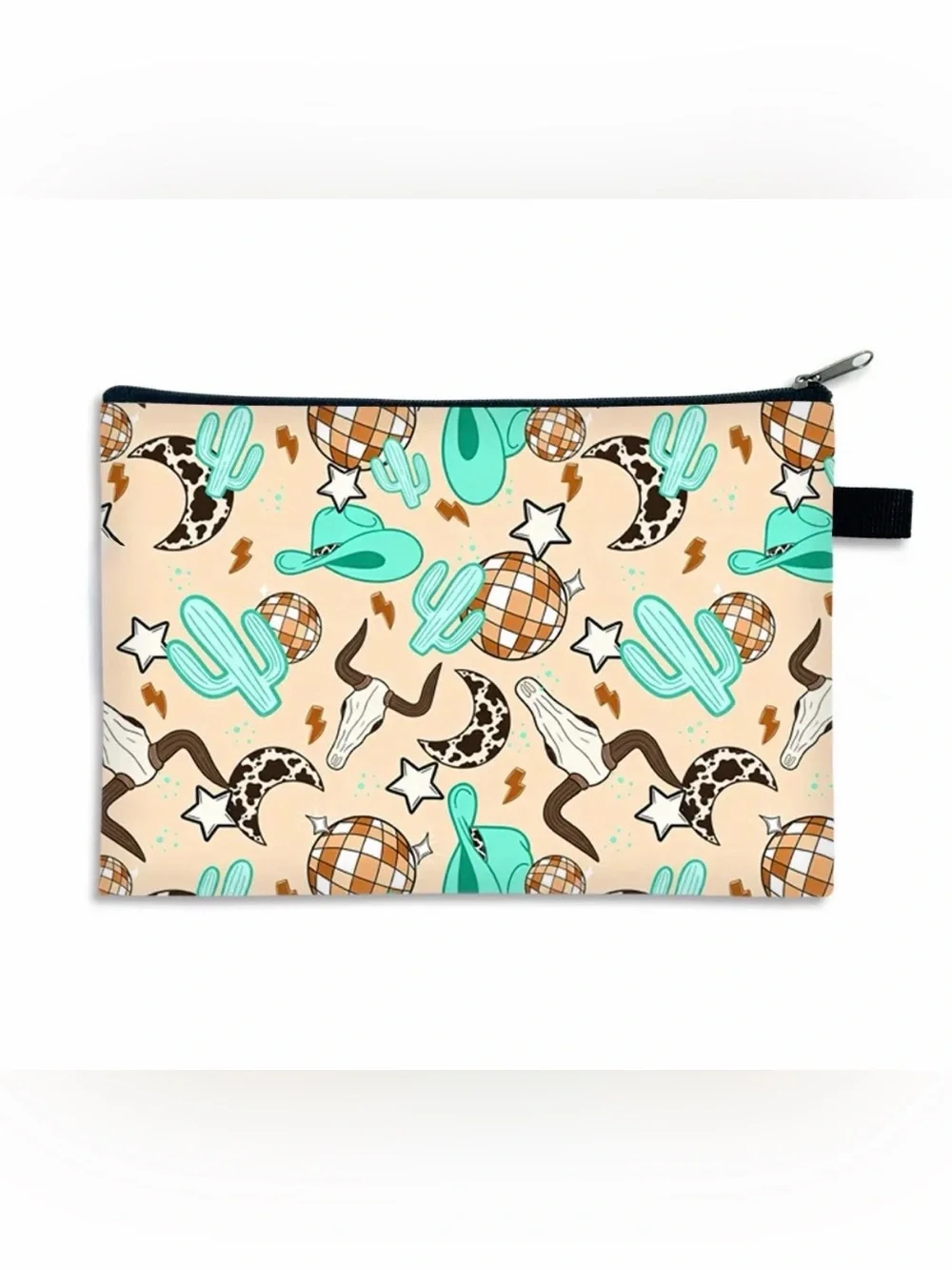 Western Pouch Turquoise Western Cactus Cosmetic Pouch
