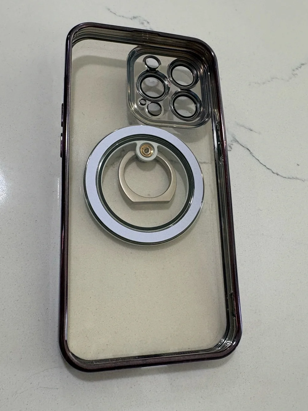 iPhone 13 Pro | Purple Clear Magnetic Phone Case with Ring Holder