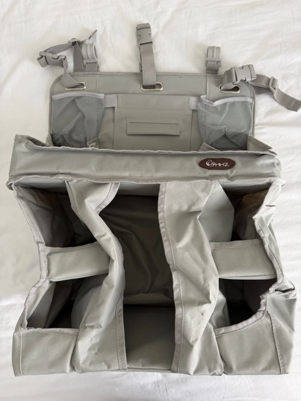 Gray crib Organizer hanging diaper caddy for baby