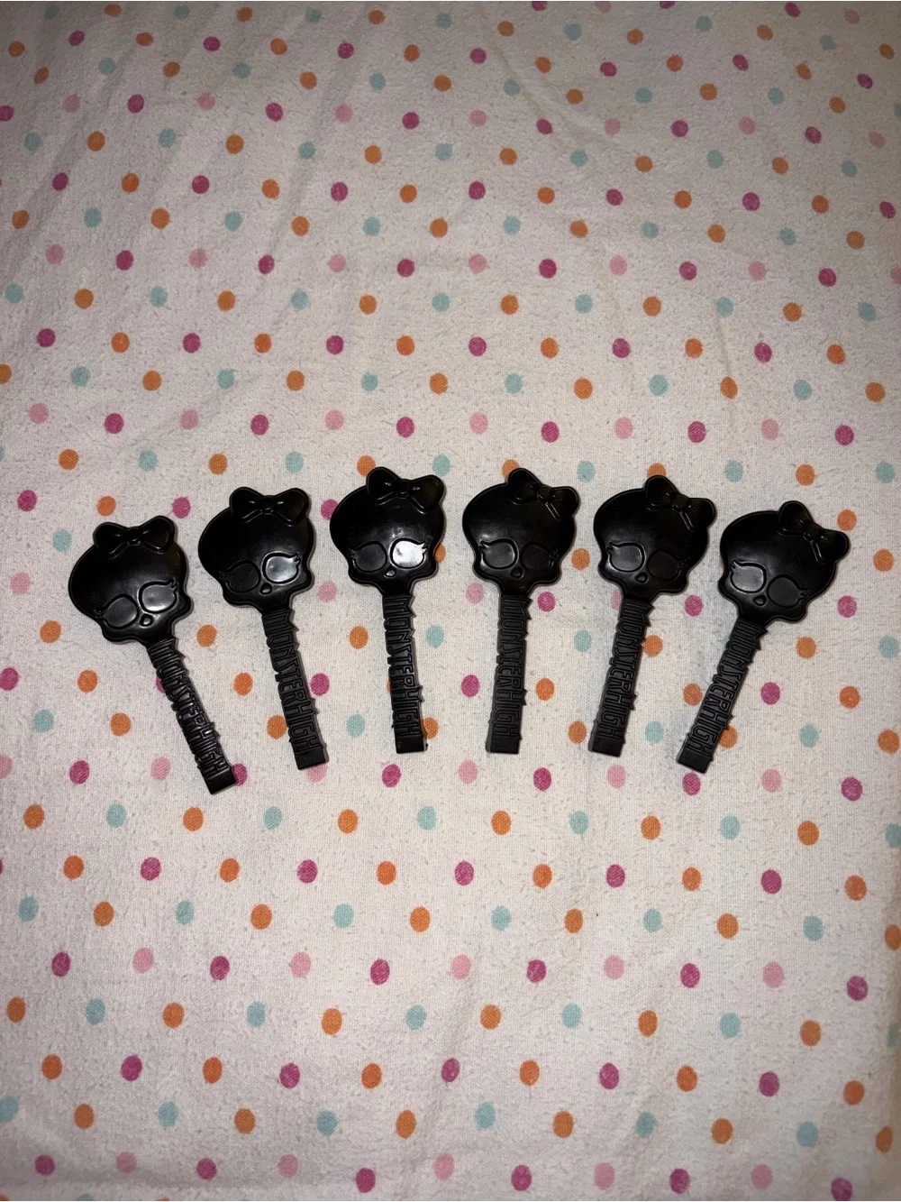 Lot of 6 Monster High Black Skull Doll Combs Mattel G1 Hair Brushes Accessories