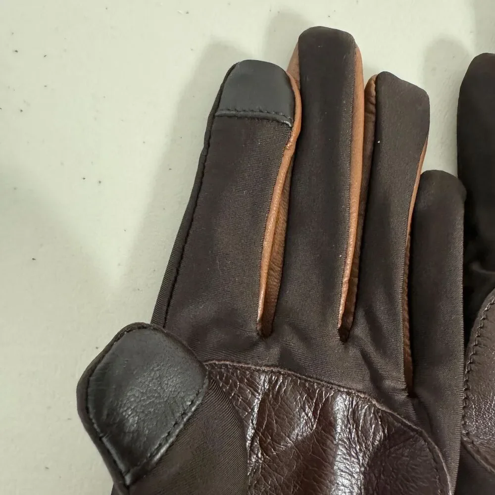 Sheepskin Brown Gloves Women's L Echo Touch Screen Two Tone Driving Winter Warm