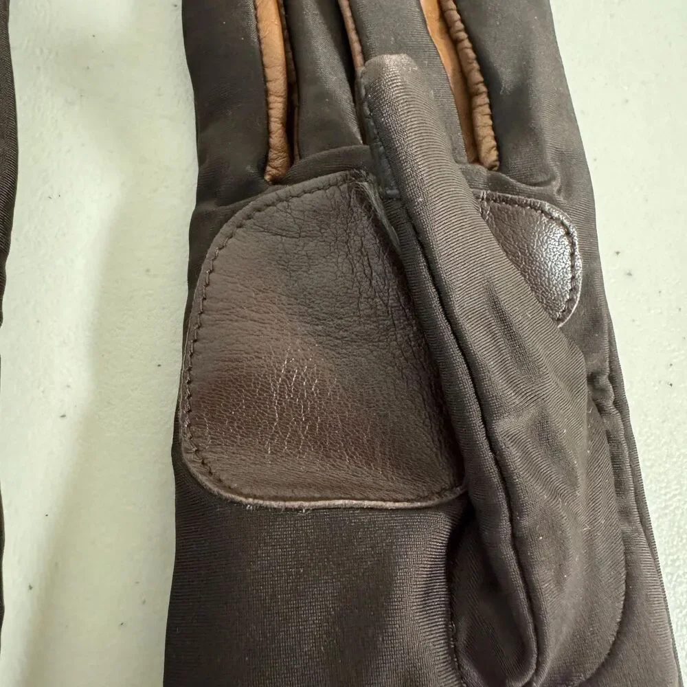 Sheepskin Brown Gloves Women's L Echo Touch Screen Two Tone Driving Winter Warm