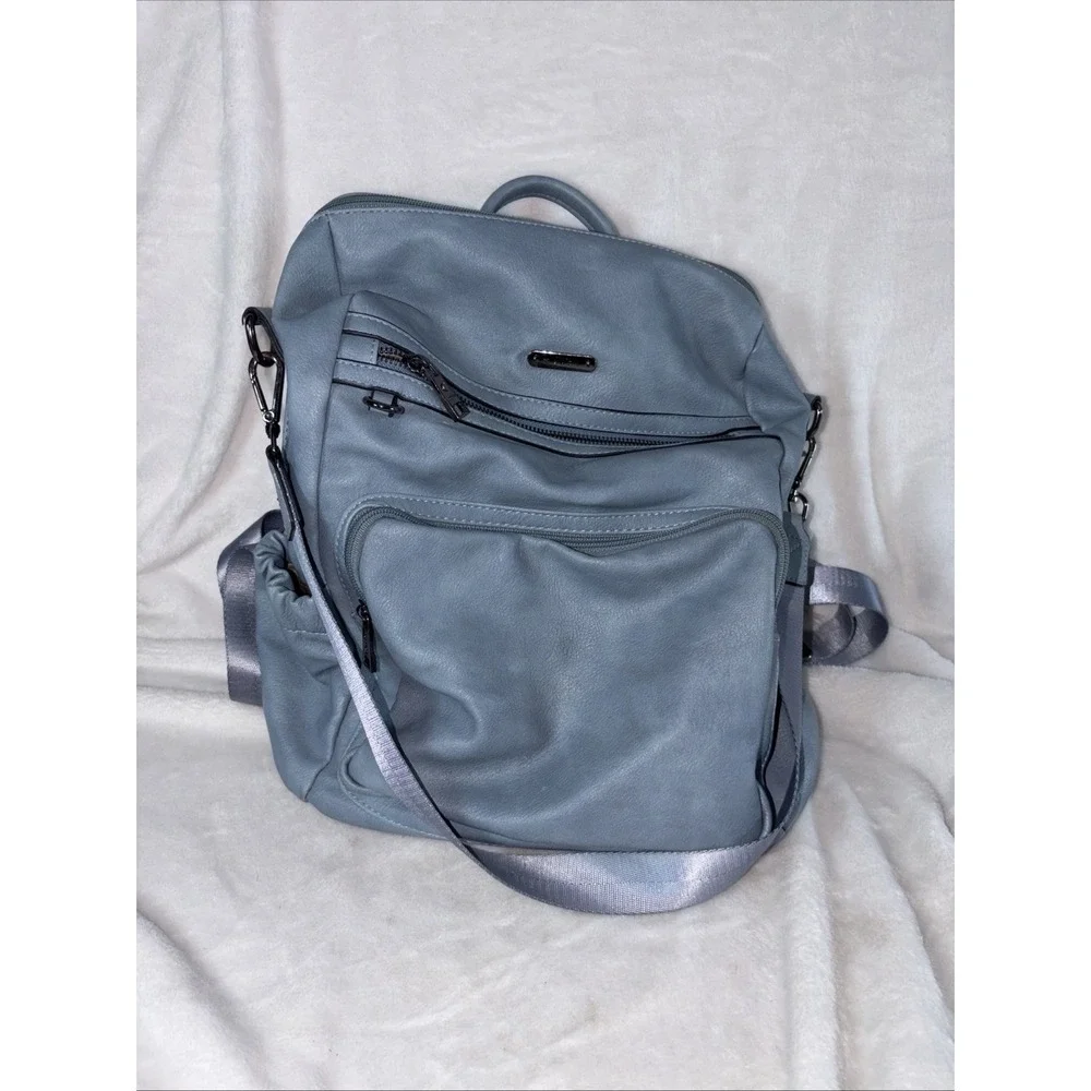 Convertible Backpack‎ Purse CLUCI Dusty Blue Designer Daypack Travel Work Daily