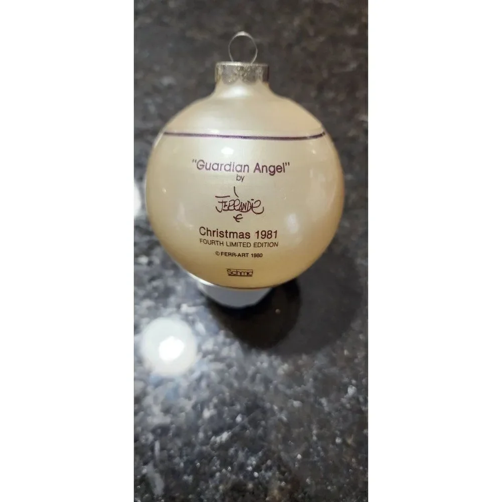 Vintage 1981 Schmid Christmas Ball Ornament Guardian Angel Ferrandiz