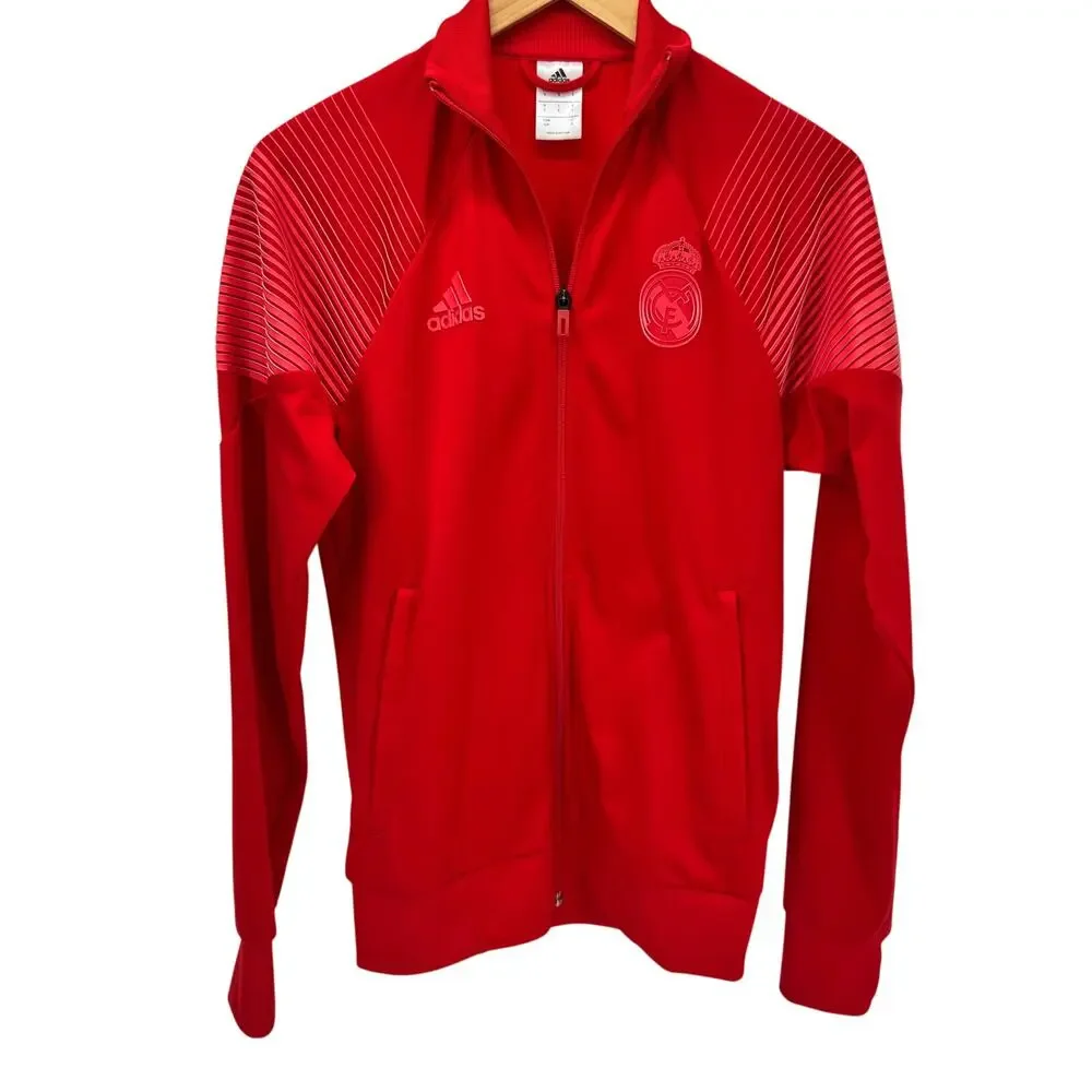 adidas Real Madrid Jacket Mens‎ Small Red Soccer FC Icon Track Top Full Zip 2018
