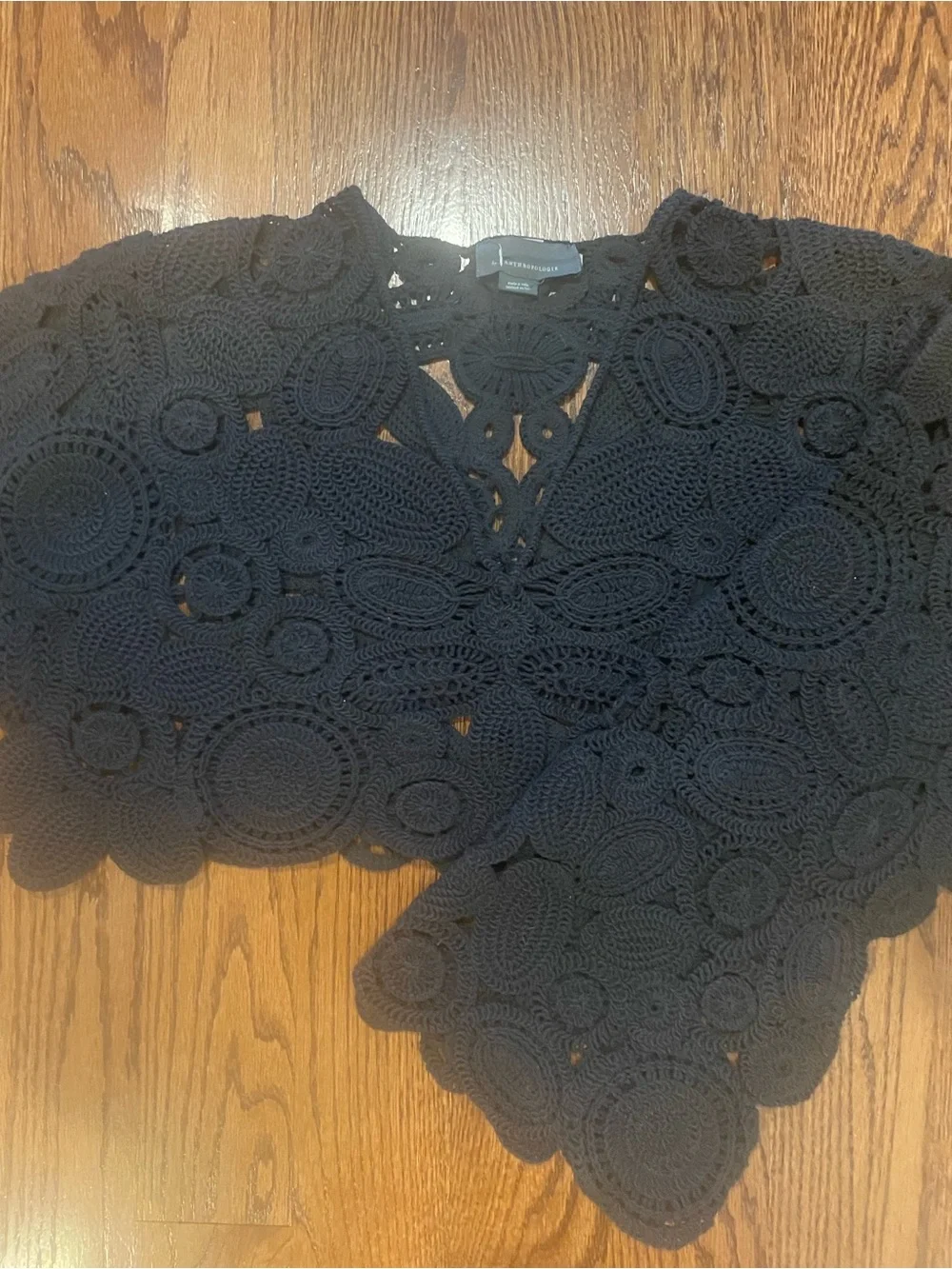 Anthropologie Black Crochet Lace Shrug - Women Tops